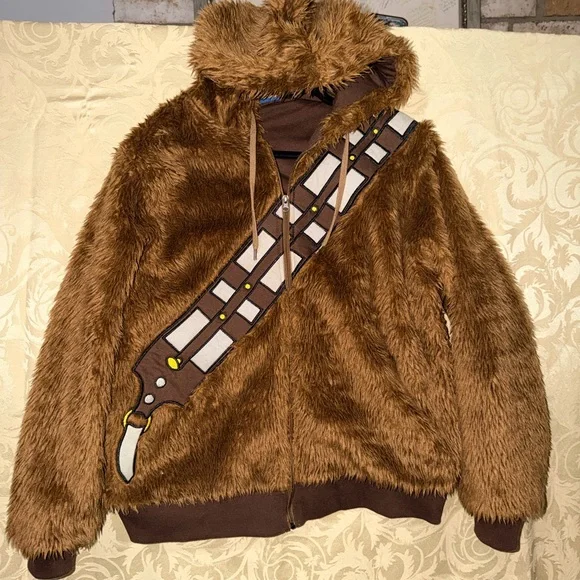 Star Wars Chewbacca Cosplay Costume Furry Hoodie Faux Fur Jacket Men's - Picture 1 of 8